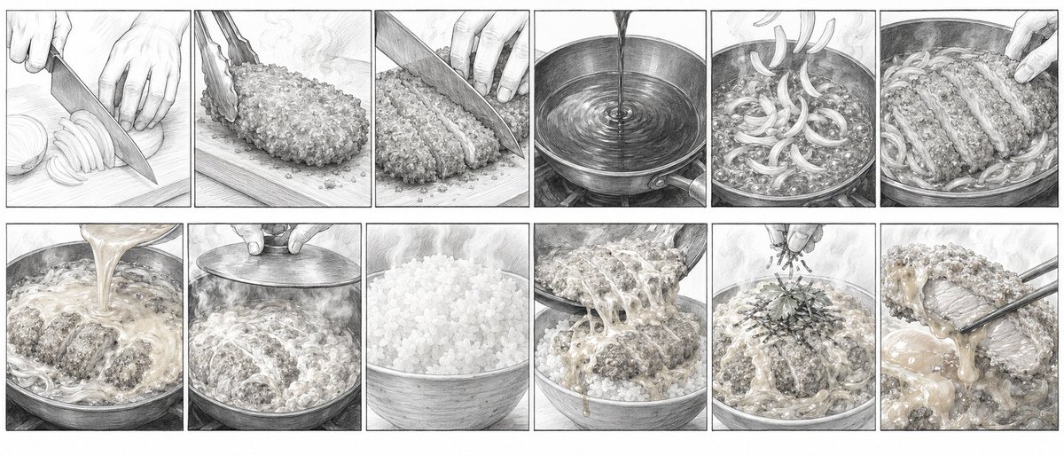 Katsudon Cooking Storyboard - AI image template preview