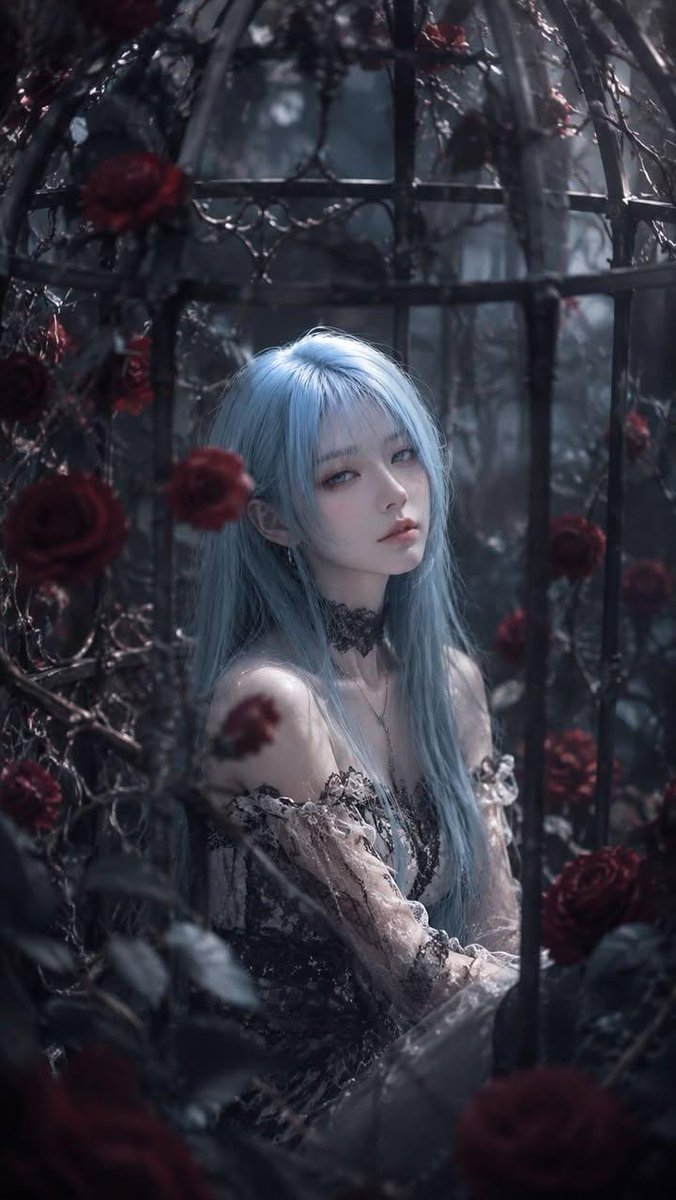 Gothic Rose Cage Portrait - AI image template preview