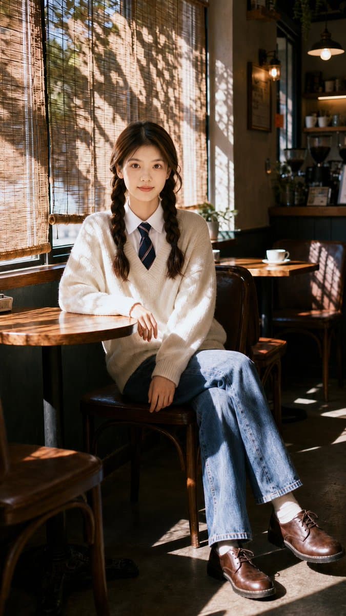 Nostalgic Cafe Identity Reference Portrait - AI image template preview