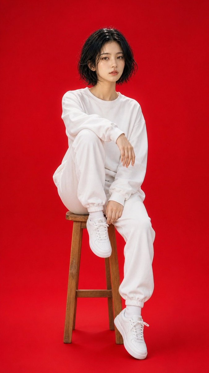 High Fashion Red Backdrop Portrait - AI image template preview