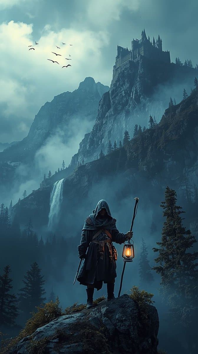 Epic Fantasy Warrior Landscape - AI image template preview
