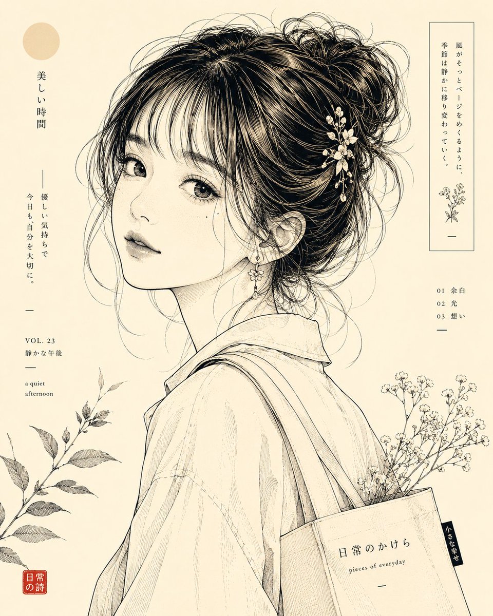 Japanese Line-Art Portrait Illustration - AI image template preview