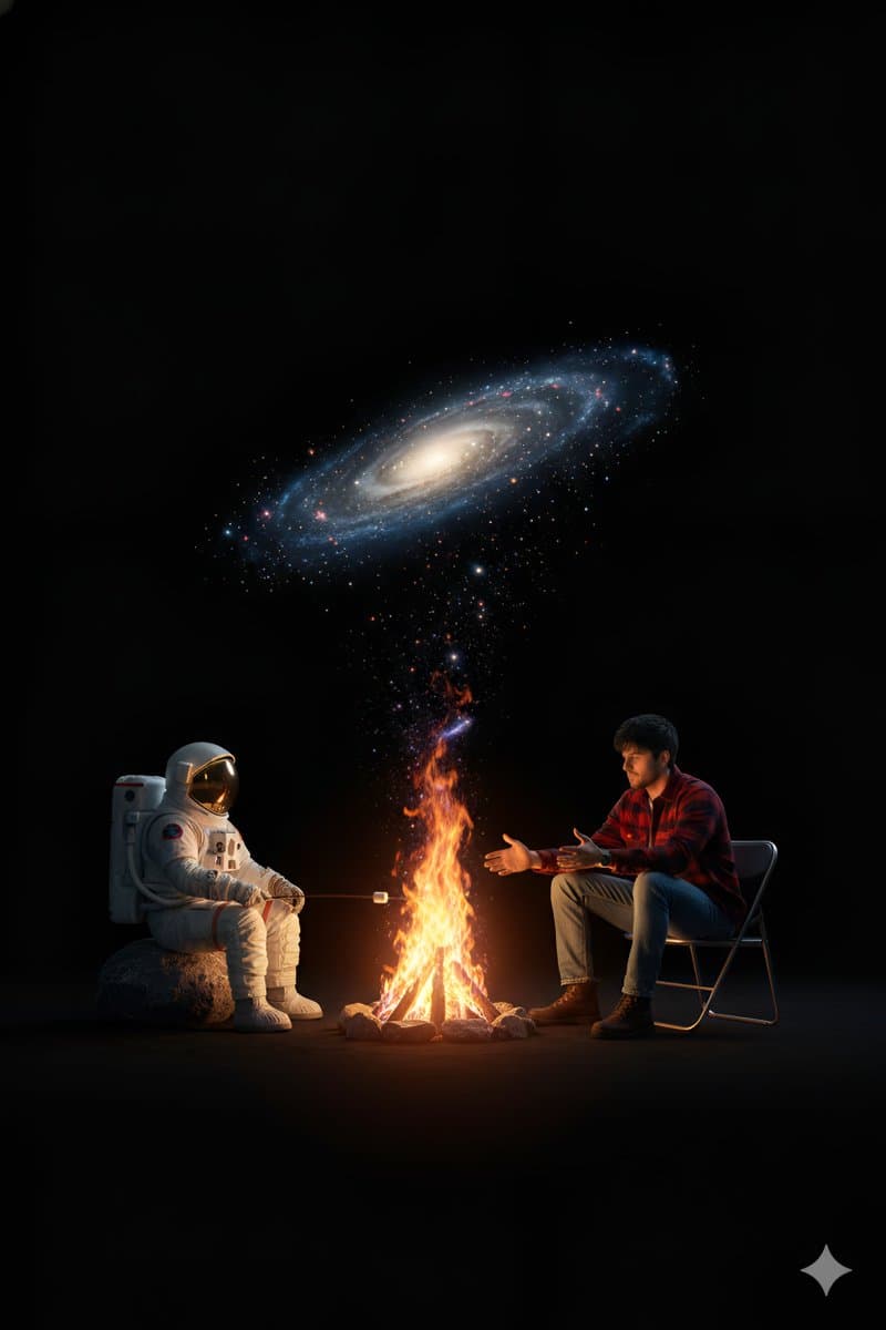 Cosmic Campfire Galaxy Art - AI image template preview