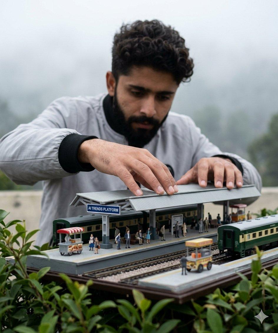 Forced Perspective Miniature Station - AI image template preview