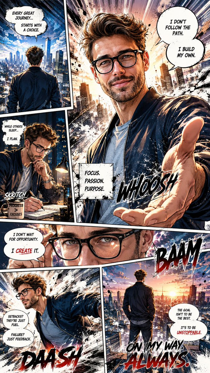 Dynamic Manga Page Illustration - AI image template preview