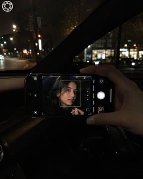 Night Car Selfie via iPhone Screen - AI image template preview