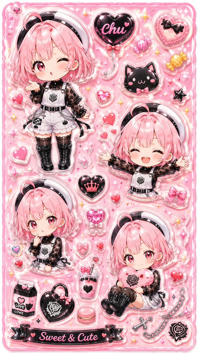 3D Puffy Resin Character Sticker Sheet - AI image template preview