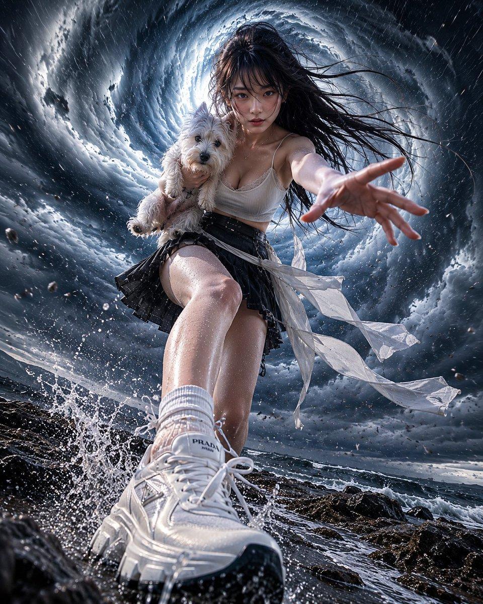 Cinematic Stormy Seaside Portrait - AI image template preview