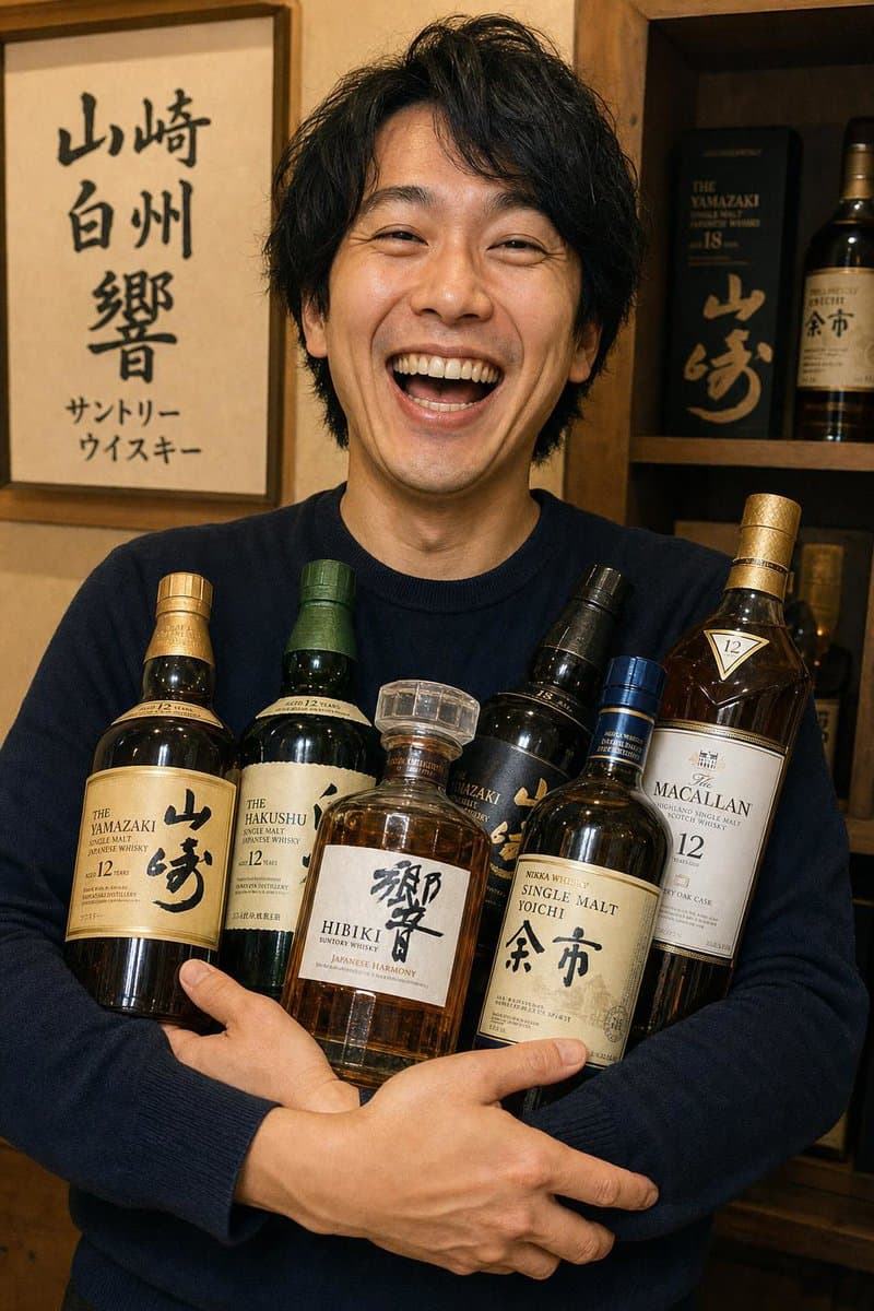 Simple Portrait of a Smiling Man with Whiskey - AI image template preview