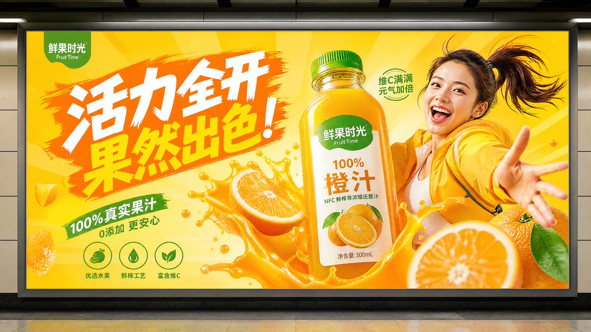 Subway Juice Drink Advertisement - AI image template preview
