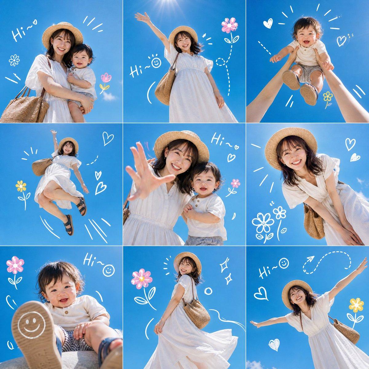 Summer Mother and Baby Sky Collage - AI image template preview