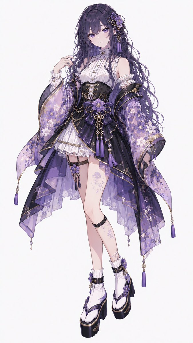 Purple Floral Wa-Modern Idol Dress - AI image template preview