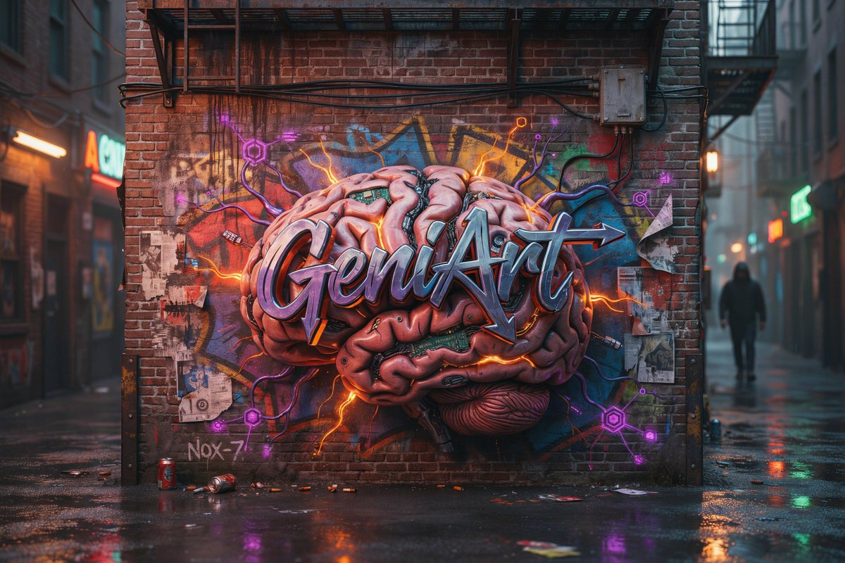 Cyberpunk Brain Graffiti Alley - AI image template preview