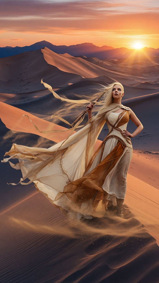 Epic Desert Couture Heroine - AI image template preview