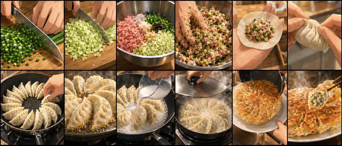 Gyoza Cooking Storyboard - AI image template preview