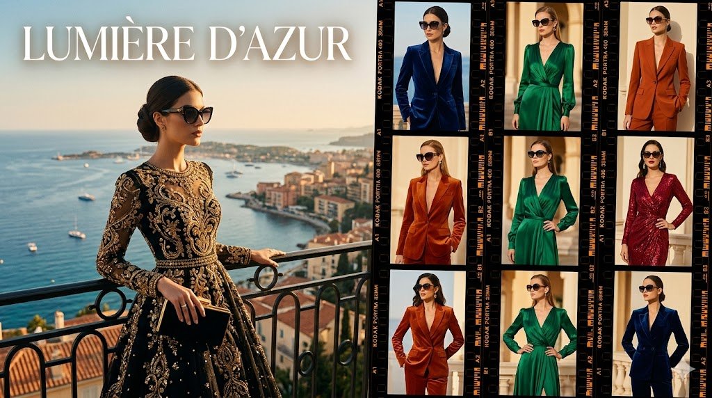 Lumière d’Azur Fashion Lookbook Collage - AI image template preview