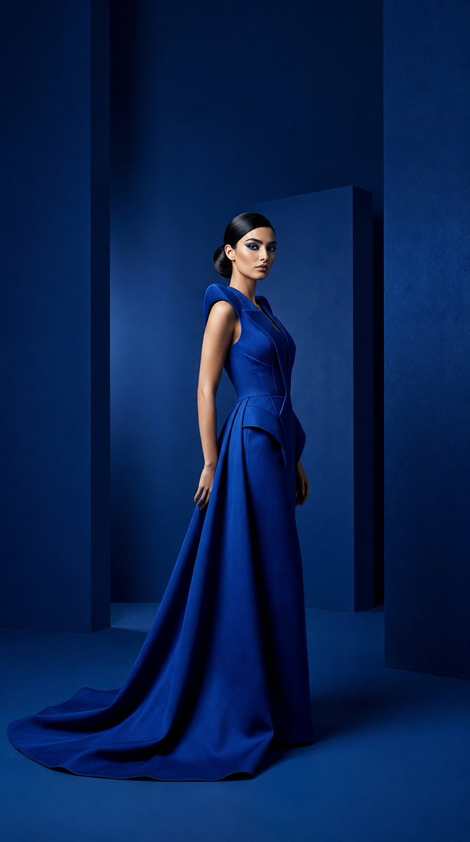 Cobalt Couture Editorial Portrait - AI image template preview