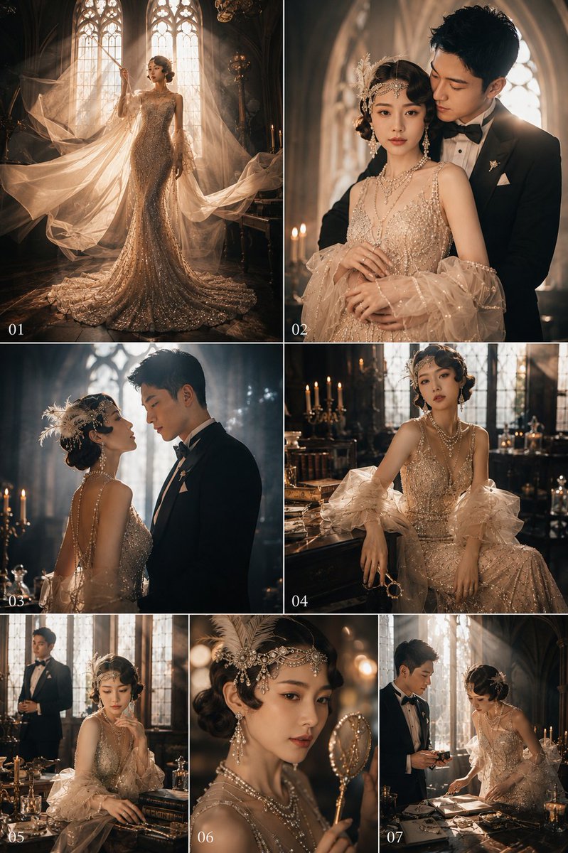 Gatsby Style Art Deco Wedding Photos - AI image template preview