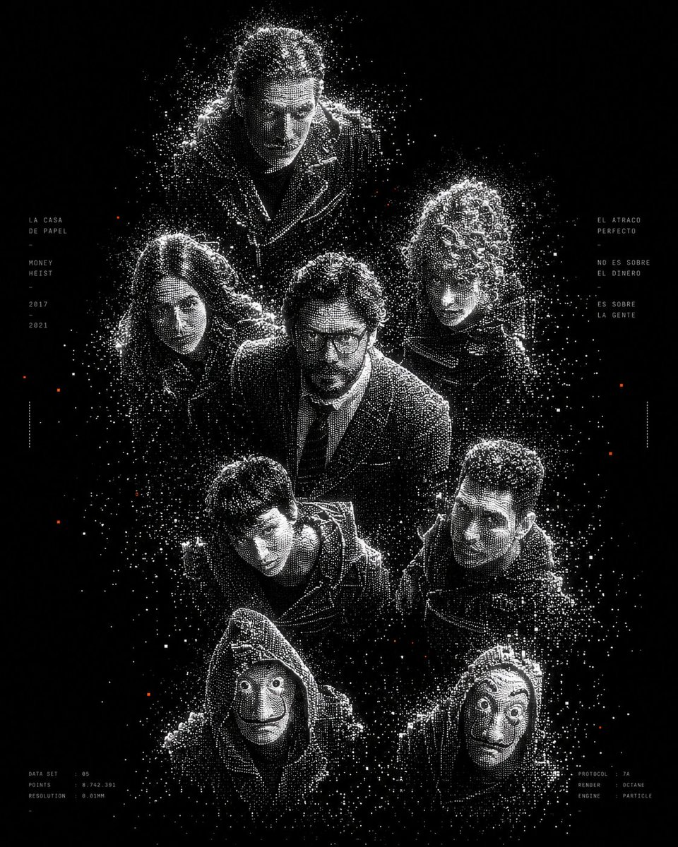 Monochrome Particle Render Art - AI image template preview