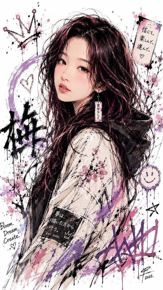 Japanese Ink Splatter Comic Illustration - AI image template preview