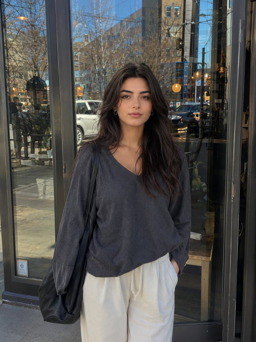 Realistic Street Portrait of a Young Woman - AI image template preview