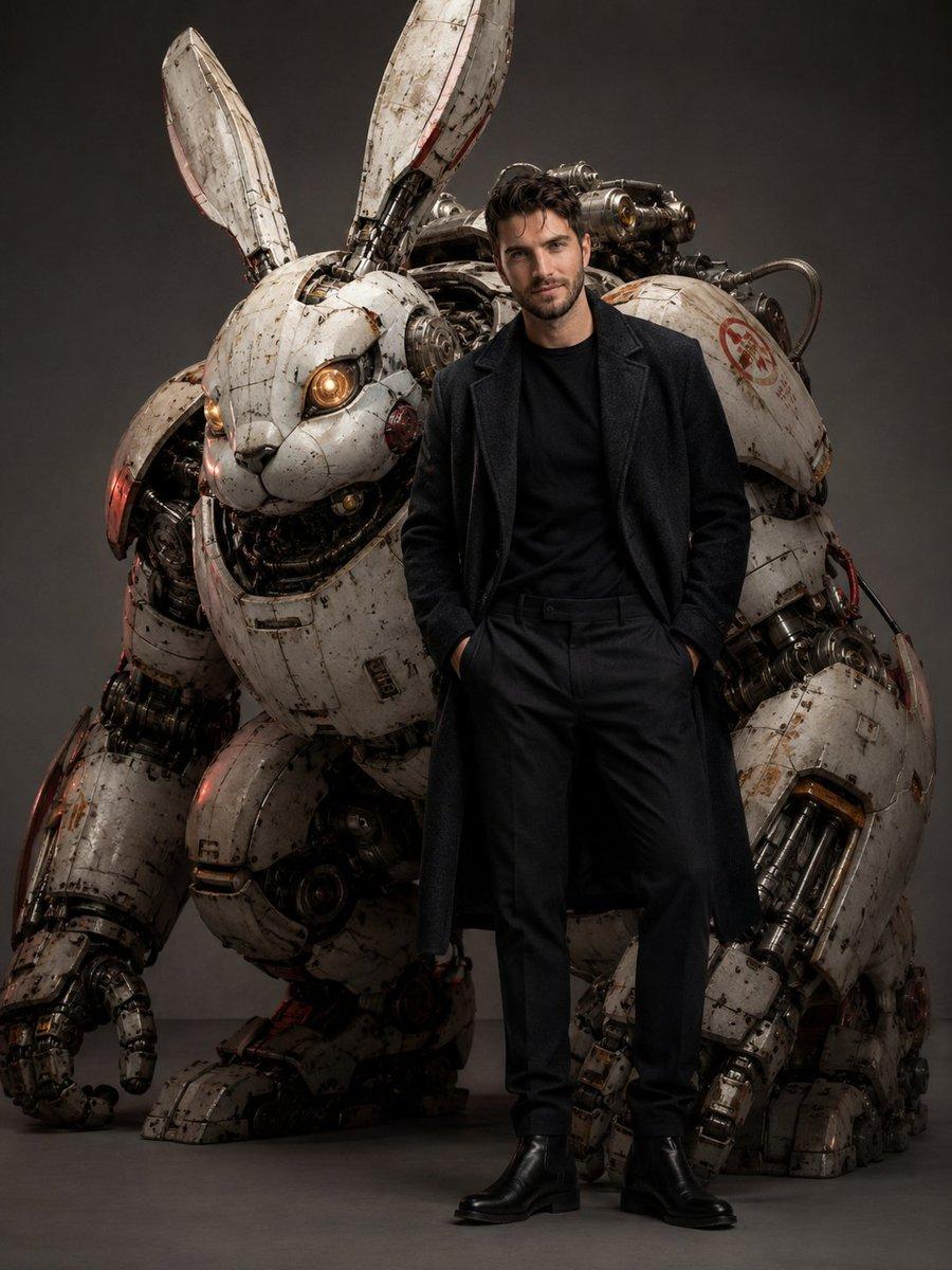 Dieselpunk Mecha Rabbit Companion - AI image template preview