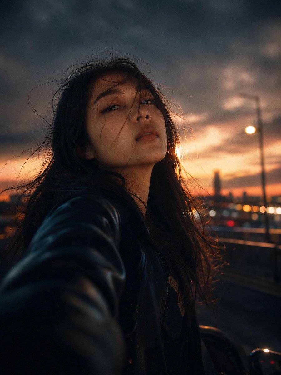Night City Motion Blur Selfie - AI image template preview