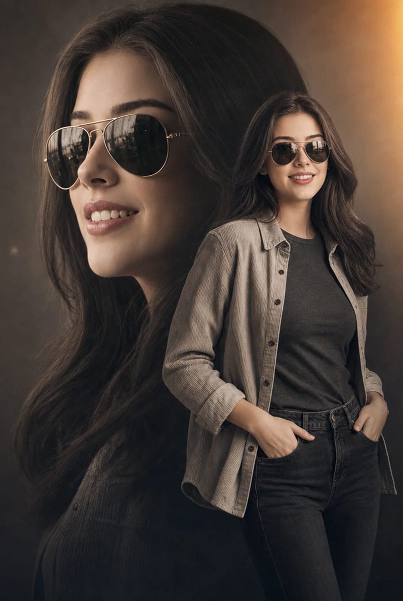 Cinematic Double Exposure Fashion Portrait - AI image template preview