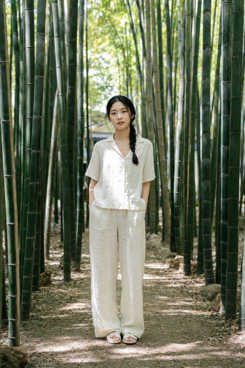 Suzhou Garden Bamboo Path Portrait - AI image template preview