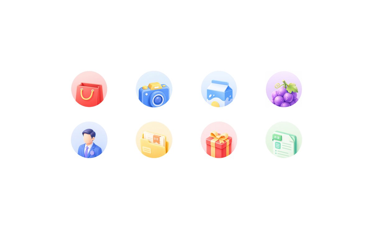 Soft 3D App Feature Icon Grid - AI image template preview