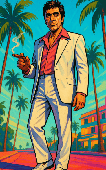 Retro Miami GTA-Style Character Poster preview