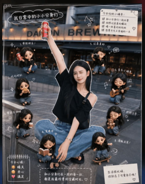 Mini Clone Cafe Selfie Composite - AI image template preview