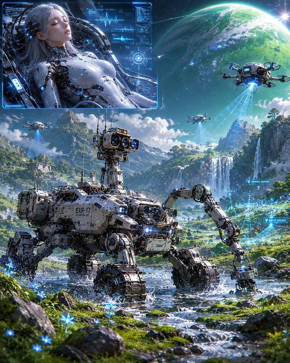 Android Spaceship Rover Exploration - AI image template preview