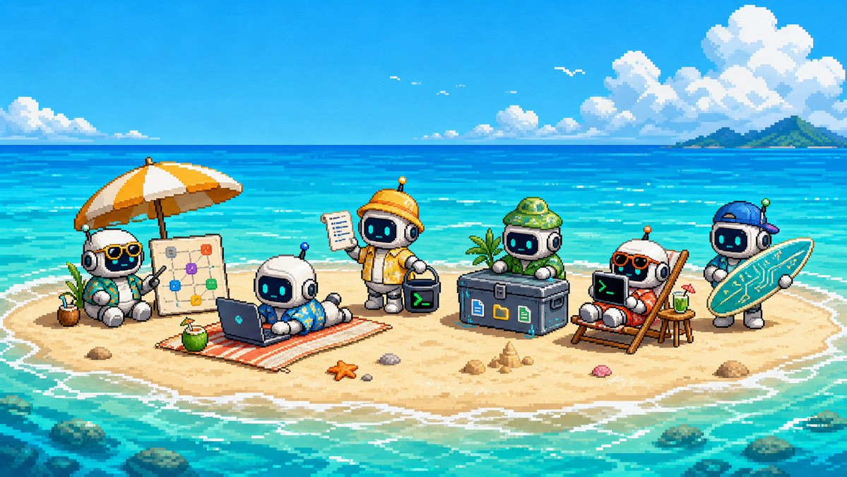 Cute Pixel Art Sandbank Robot Team - AI image template preview