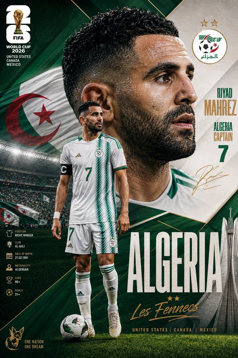 Algeria World Cup Captain Poster preview