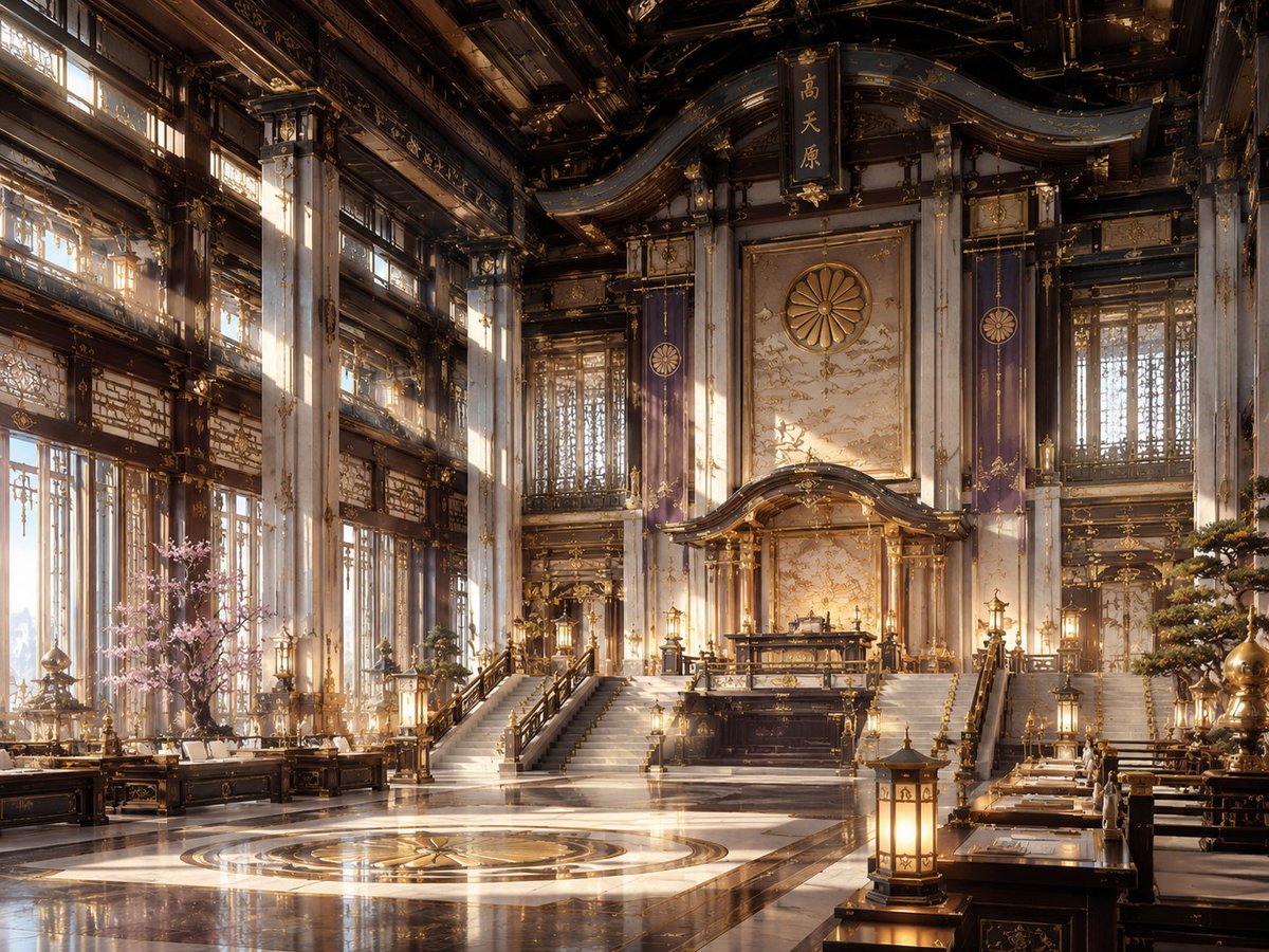 NeoNippon Imperial Throne Hall - AI image template preview