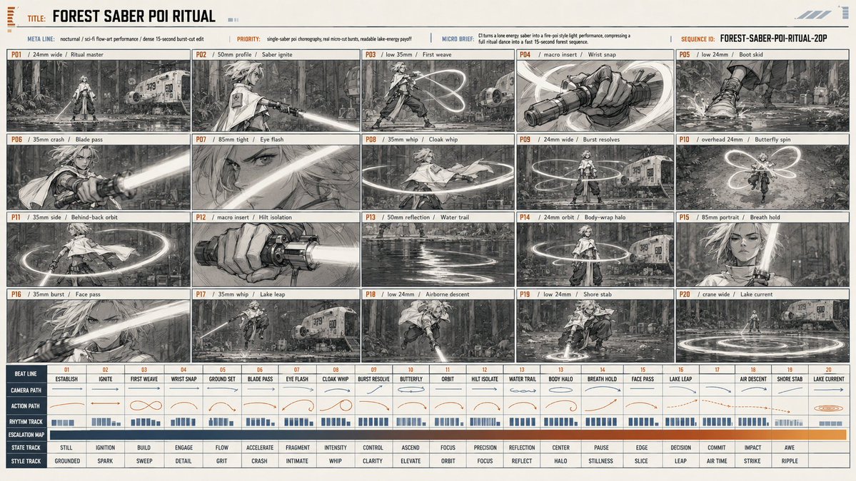 Forest Saber Ritual Storyboard Sheet - AI image template preview