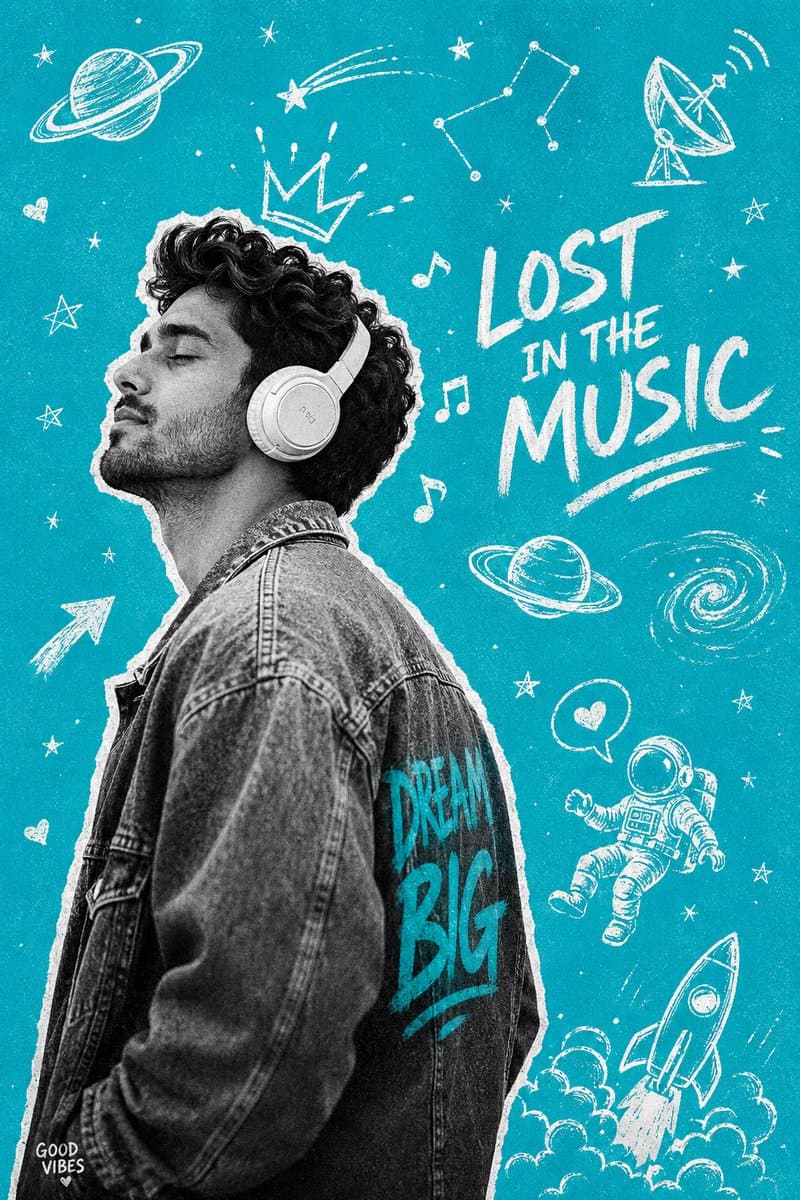 Gen-Z Music Doodle Poster - AI image template preview