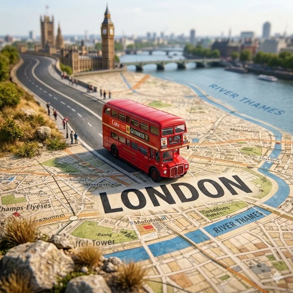 Tilt-Shift City Map Travel Scene - AI image template preview