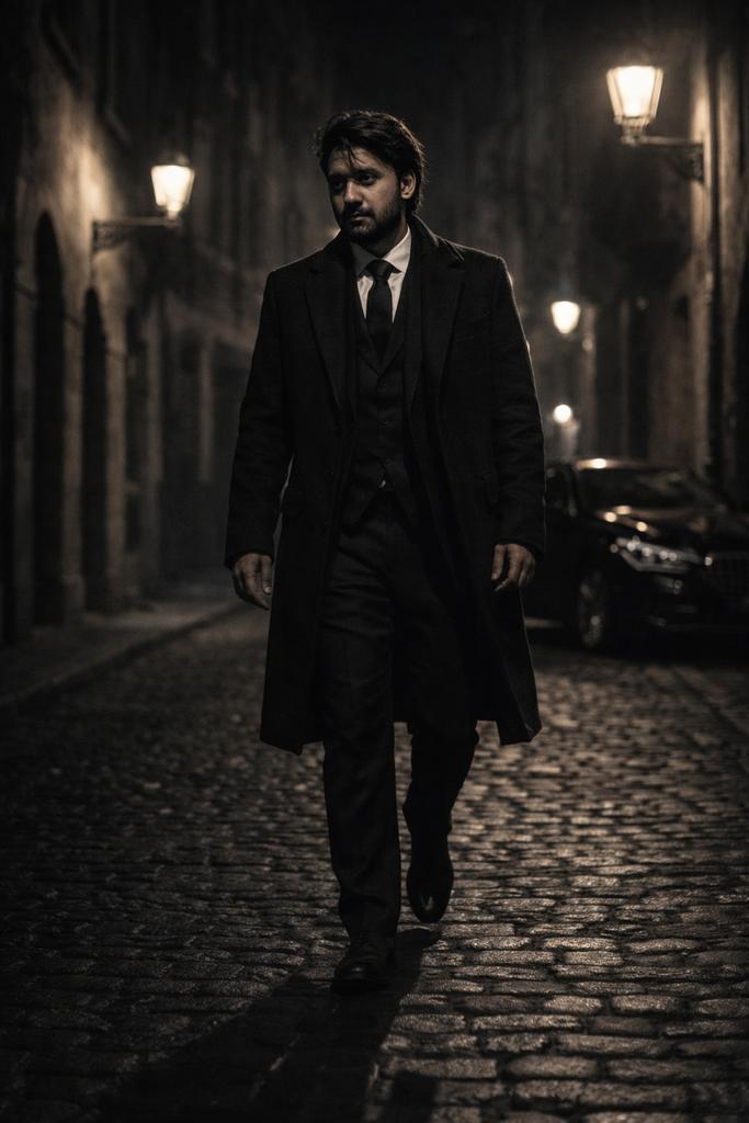 Cinematic Noir Night Street Walk - AI image template preview
