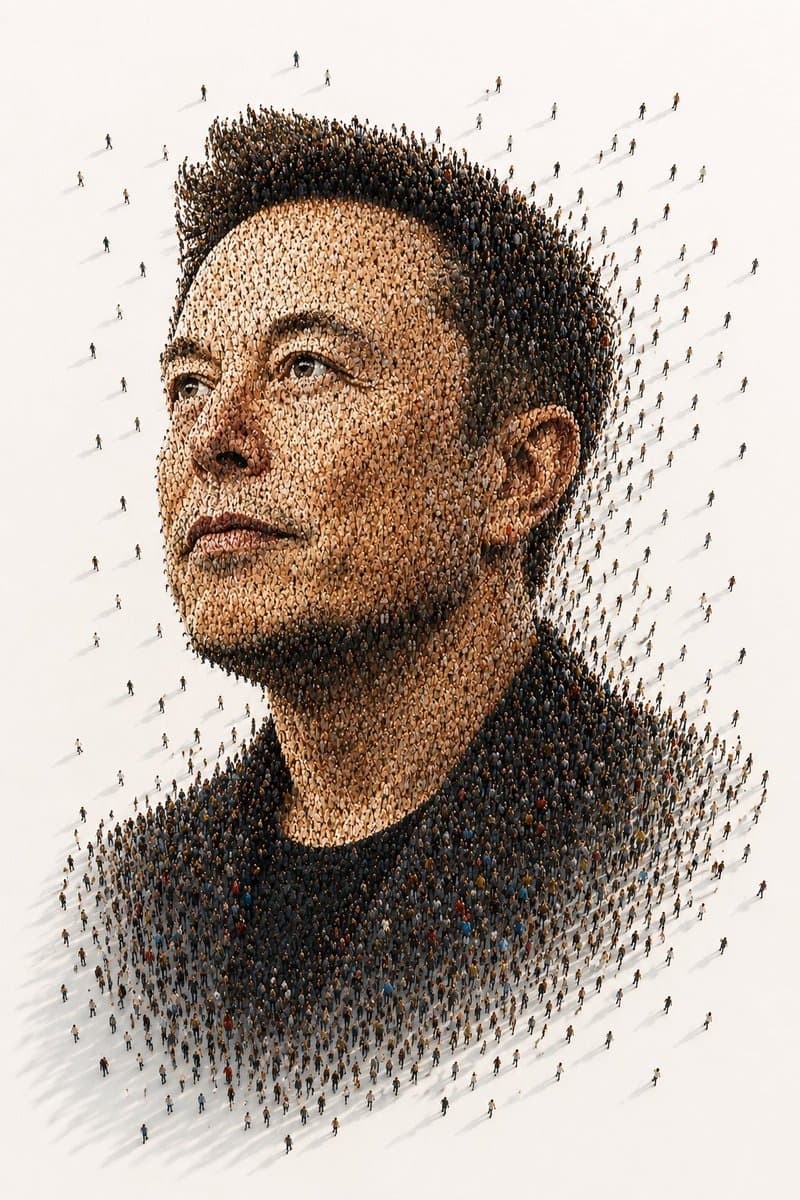 Tiny People Crowd Portrait - AI image template preview