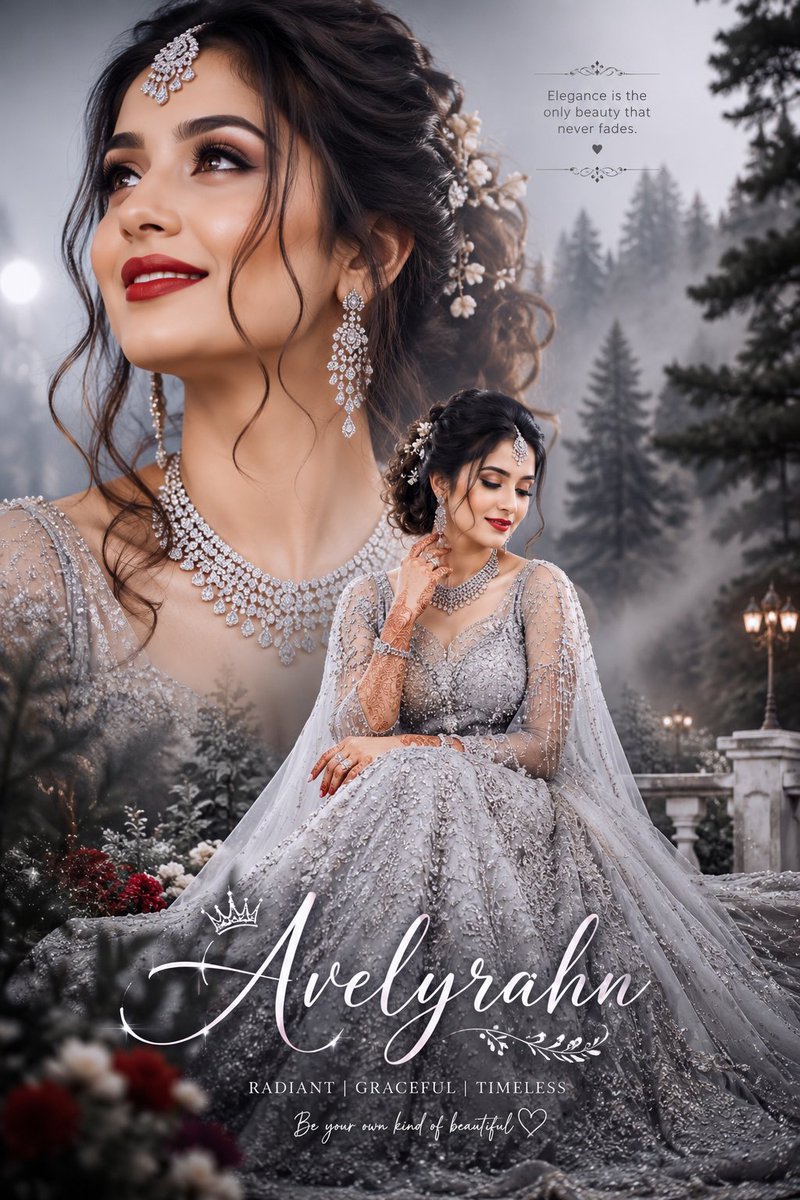 Silver Lehenga Bridal Portrait - AI image template preview