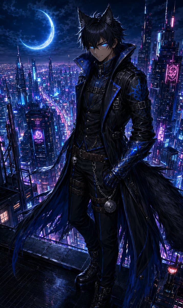 Neon Rooftop Character Portrait - AI image template preview