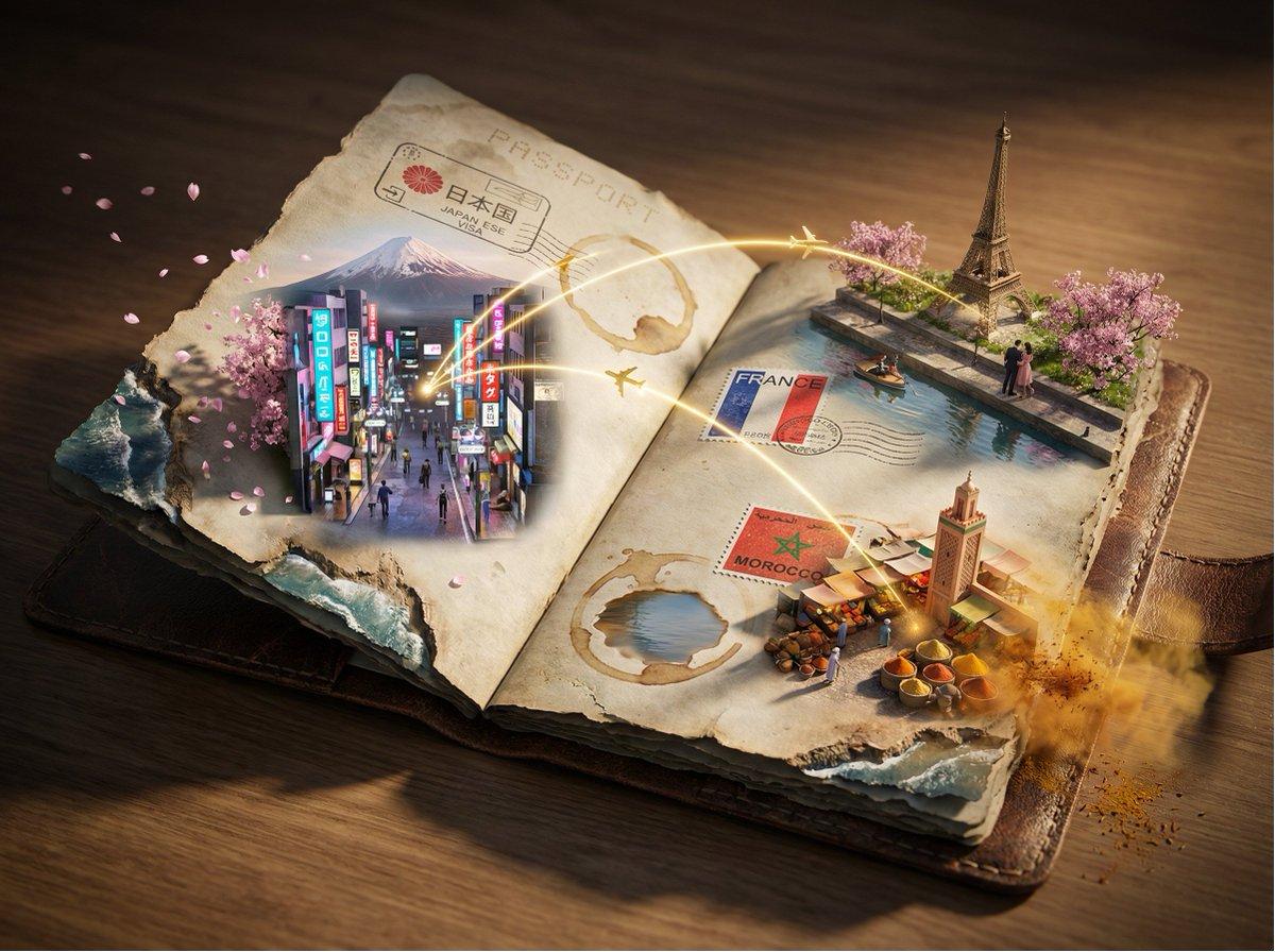 Passport Journey 3D Atlas - AI image template preview