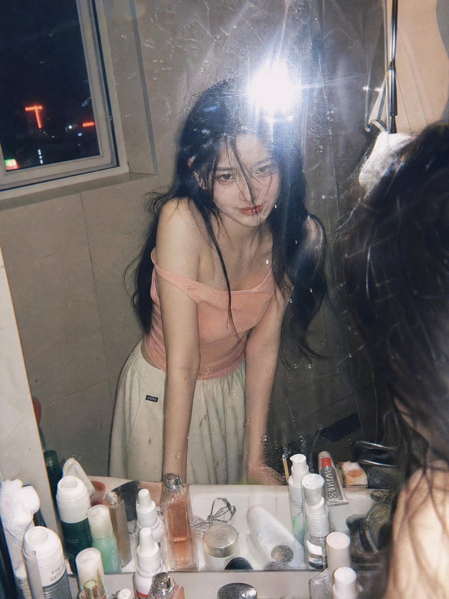 Candid Night Bathroom Portrait - AI image template preview