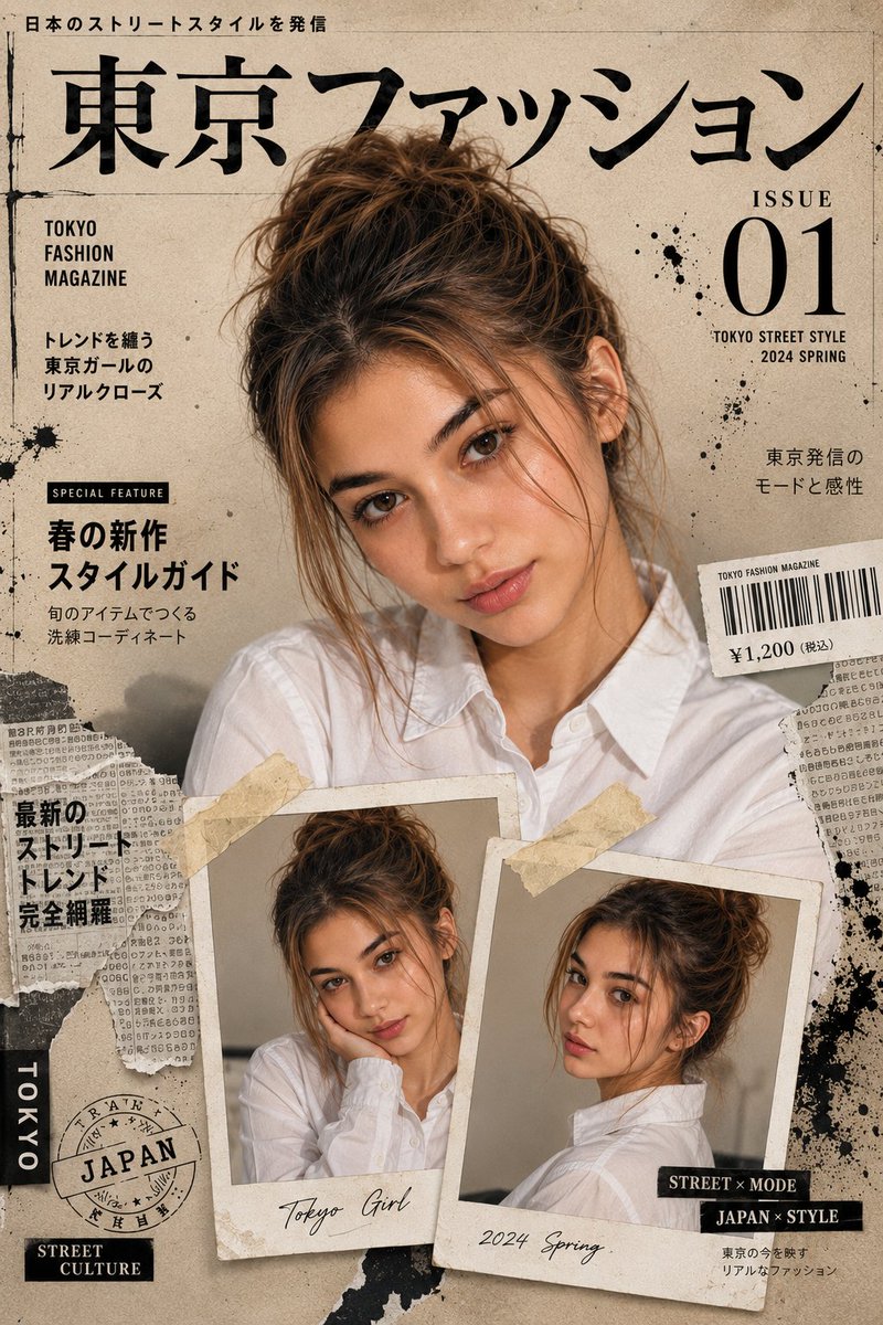 Japanese Fashion Magazine Cover - AI image template preview
