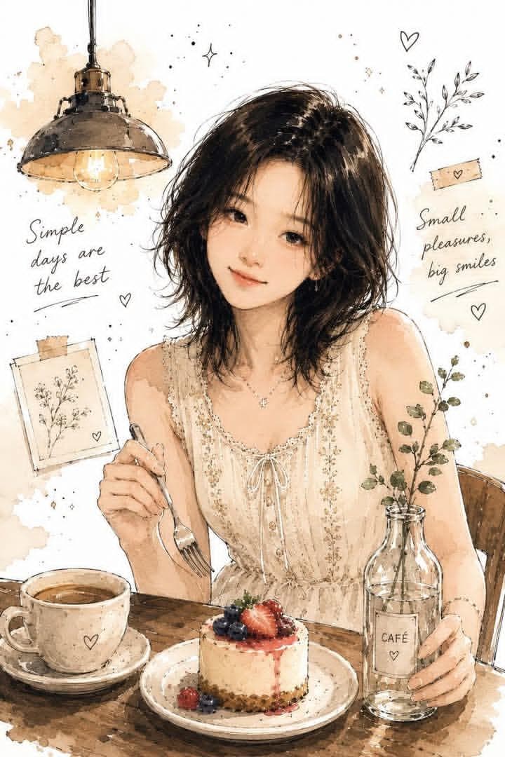 Watercolor Cafe Illustration - AI image template preview