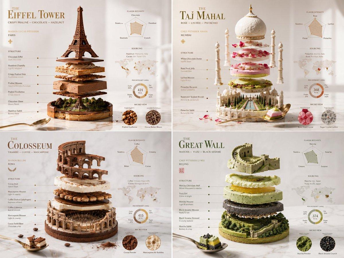 Exploded Monument Pastry Art - AI image template preview
