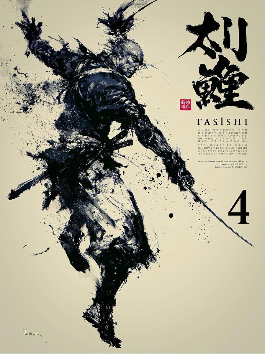 Sumi-e Samurai Poster Art - AI image template preview