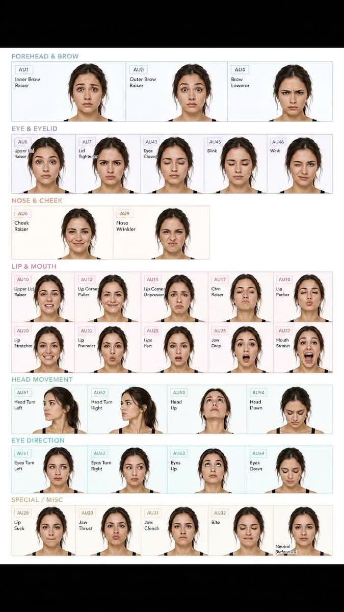 Facial Expression Anatomy Sheet - AI image template preview